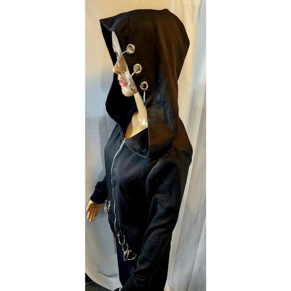 Dressfo hoodie Black with metal rings - Picture 4 of 12